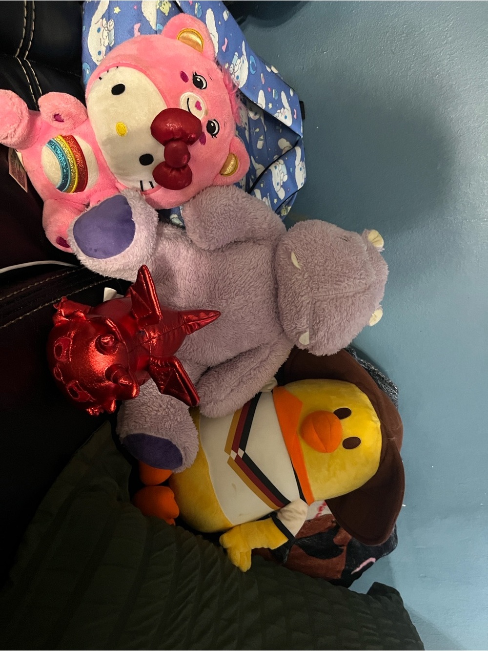 Pink rainbow care bear hello kitty plushie